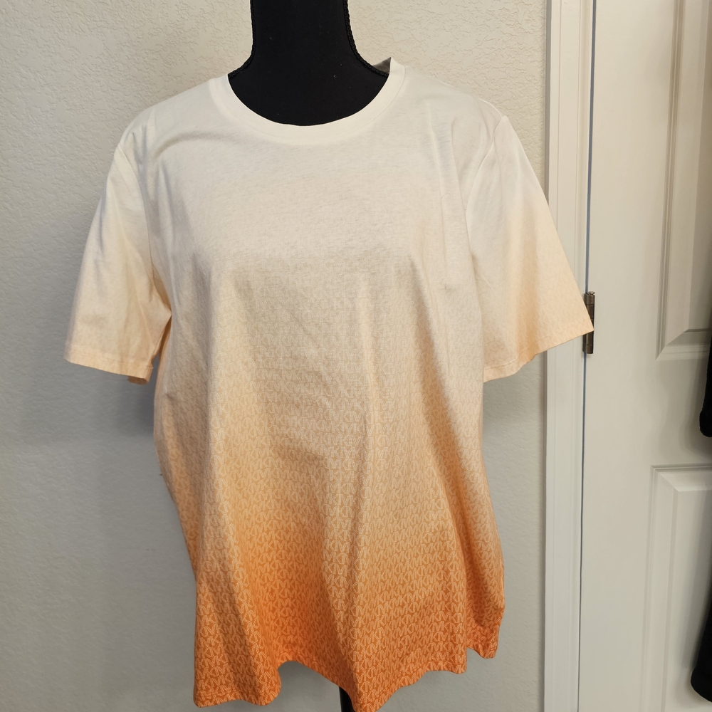 Michael Kors White and Orange Gradient T-Shirt